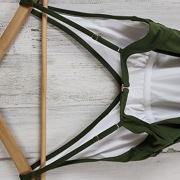 Shade & Shore army green high cut one piece swimsuit with tie Size Small - Picture 6 of 9